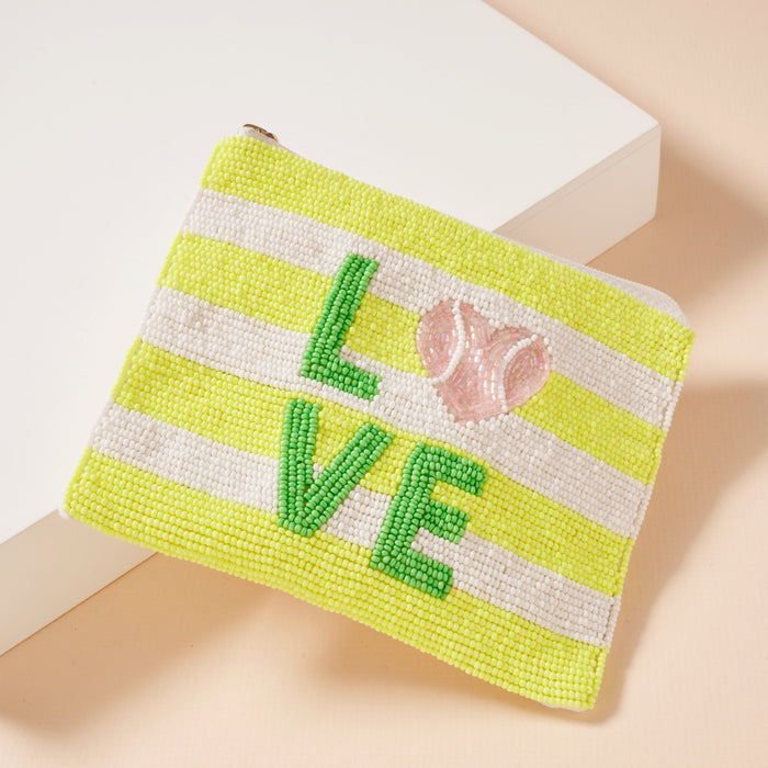 Love Tennis Beaded Coin Pouch
