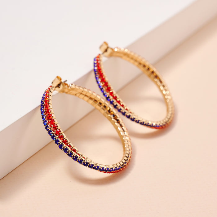 Game Day Rhinestone Twisted Hoop Earrings