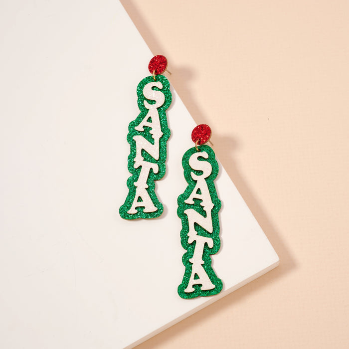 Christmas Santa Sparkling Dangling Earrings