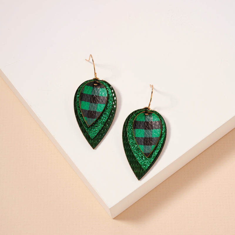 Christmas Layered PU Leather Dangling Earrings