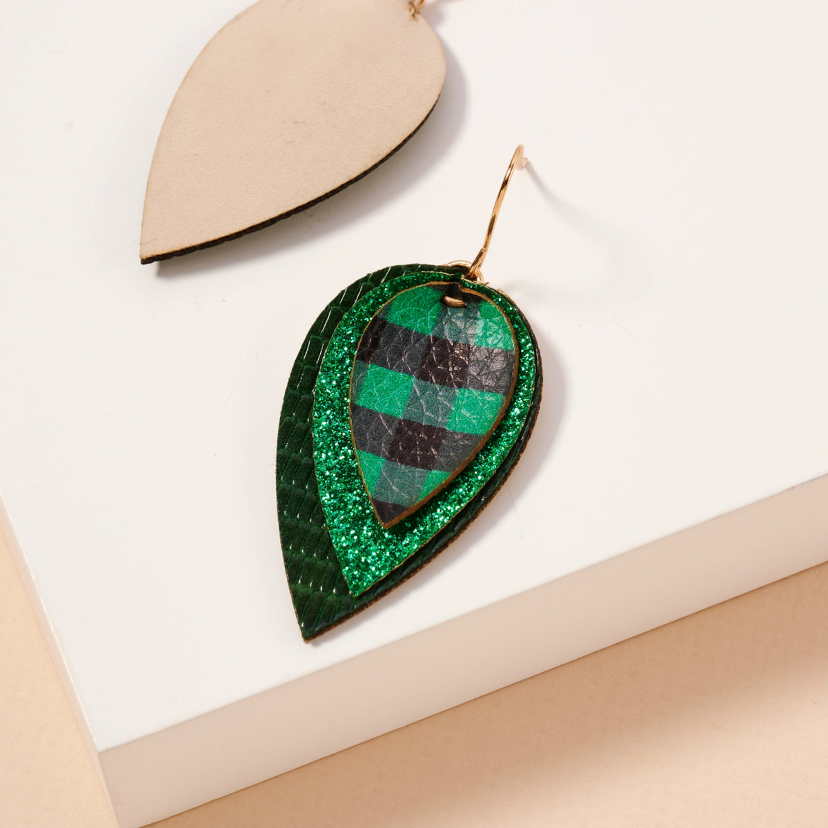 Christmas Layered PU Leather Dangling Earrings