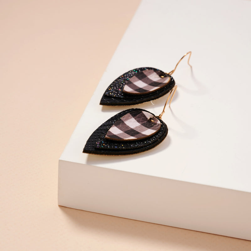 Christmas Layered PU Leather Dangling Earrings