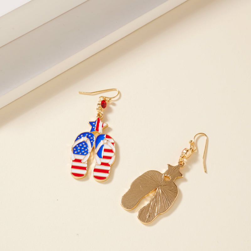 USA Flag Flip Dangling Earrings