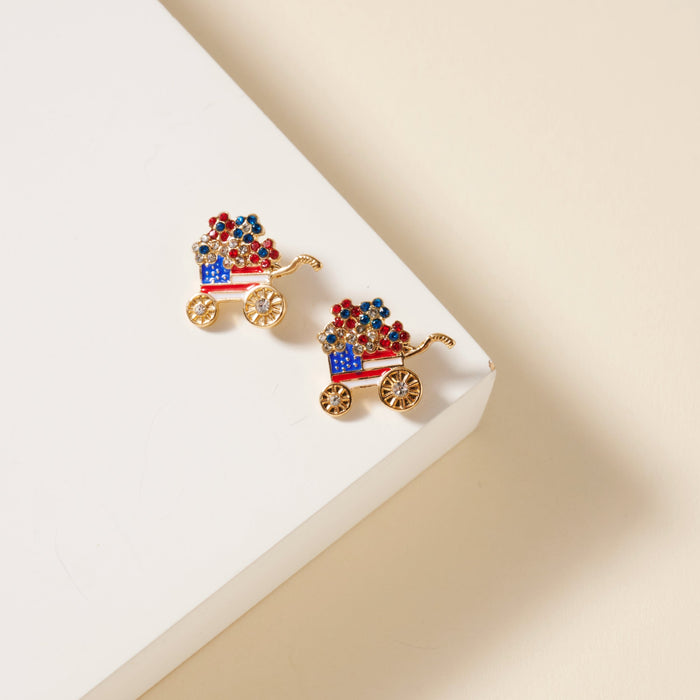 USA Flag Floral Stud Earrings
