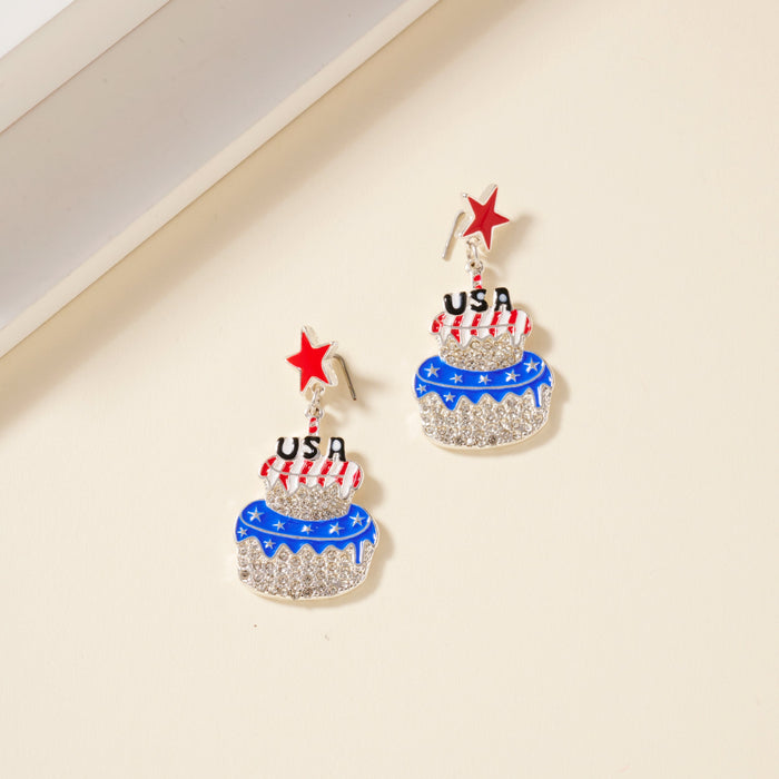 USA Birthday Cake Stud Earrings