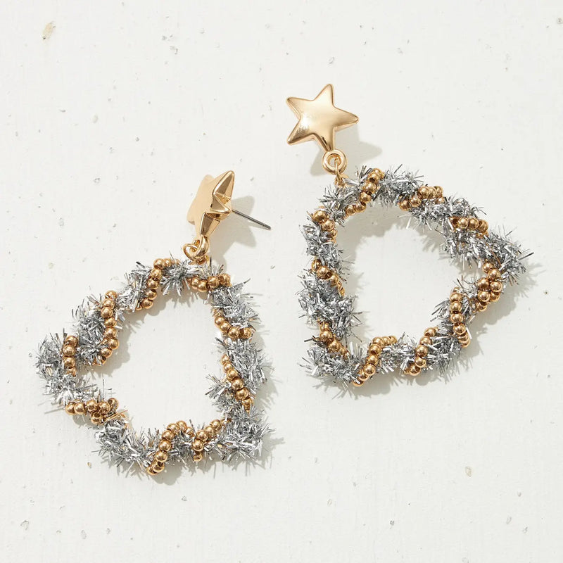 Christmas Tinsel Tree Ornament Earrings