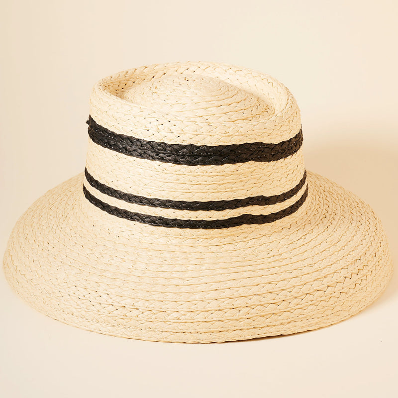 Straw Stripe Boater Hat