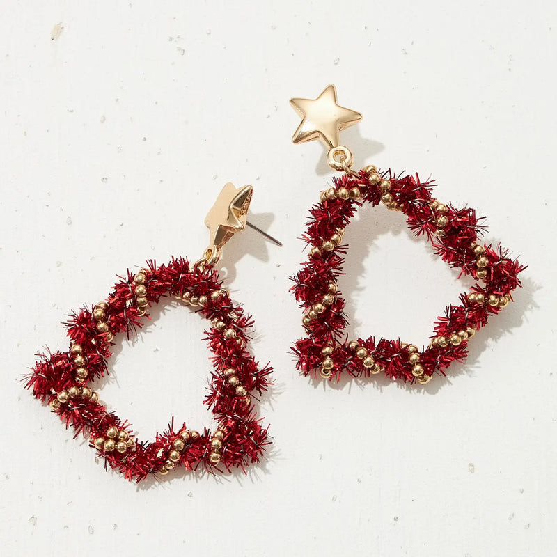 Christmas Tinsel Tree Ornament Earrings