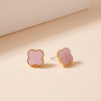 Clover Druzy Stone Stud Earrings