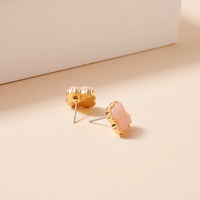 Clover Druzy Stone Stud Earrings