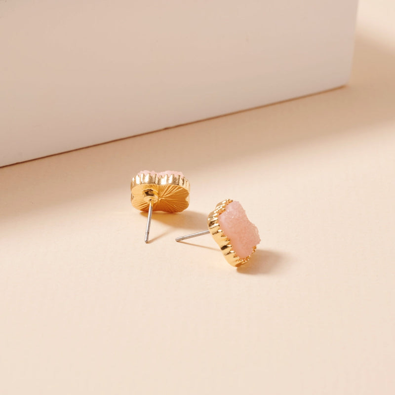 Clover Druzy Stone Stud Earrings