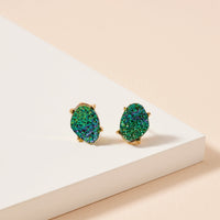 Organic Shaped Druzy Stone Stud Earrings