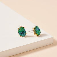 Organic Shaped Druzy Stone Stud Earrings