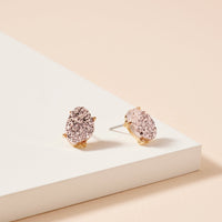 Organic Shaped Druzy Stone Stud Earrings