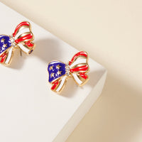 USA Flag Enamel Bow Stud Earrings