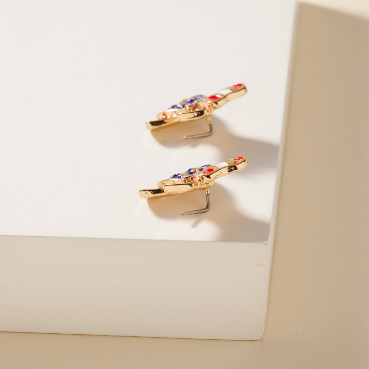 USA Flag Enamel Bow Stud Earrings