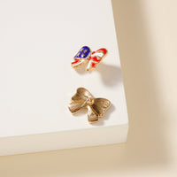 USA Flag Enamel Bow Stud Earrings