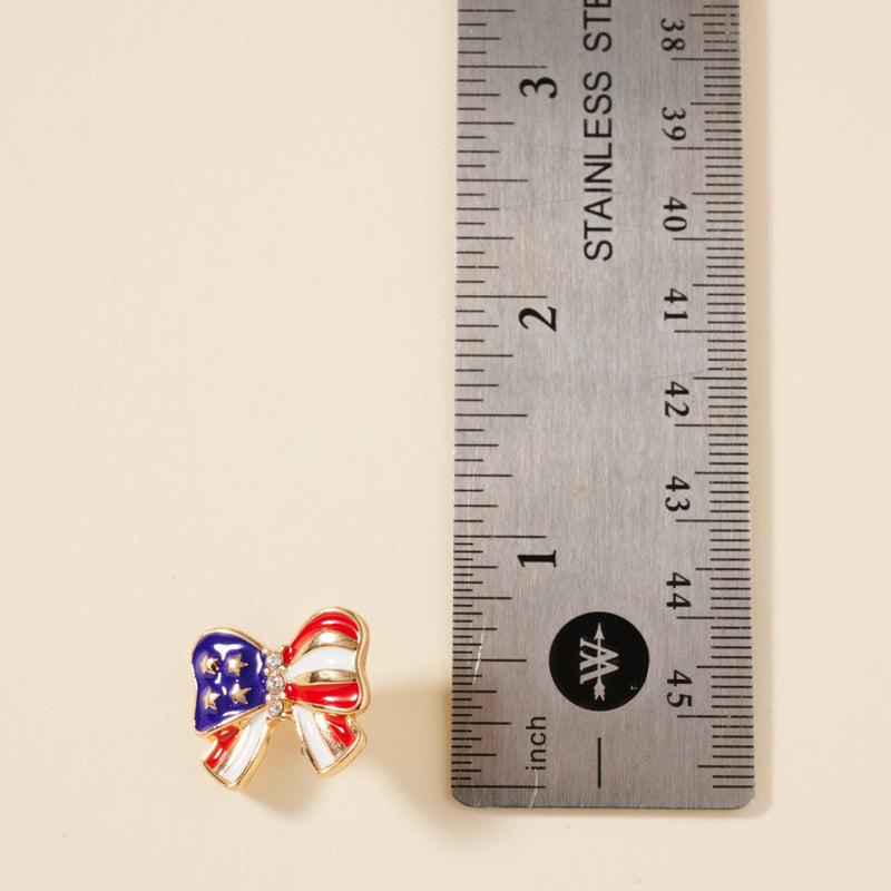 USA Flag Enamel Bow Stud Earrings