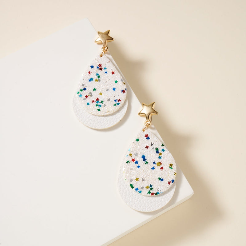 USA Stars Tear Drop Dangling Earrings