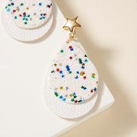 USA Stars Tear Drop Dangling Earrings