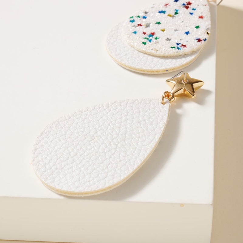 USA Stars Tear Drop Dangling Earrings