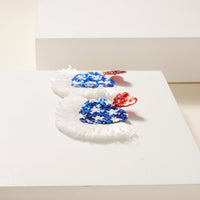 USA Heart Shape Fringed Earrings