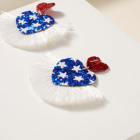 USA Heart Shape Fringed Earrings