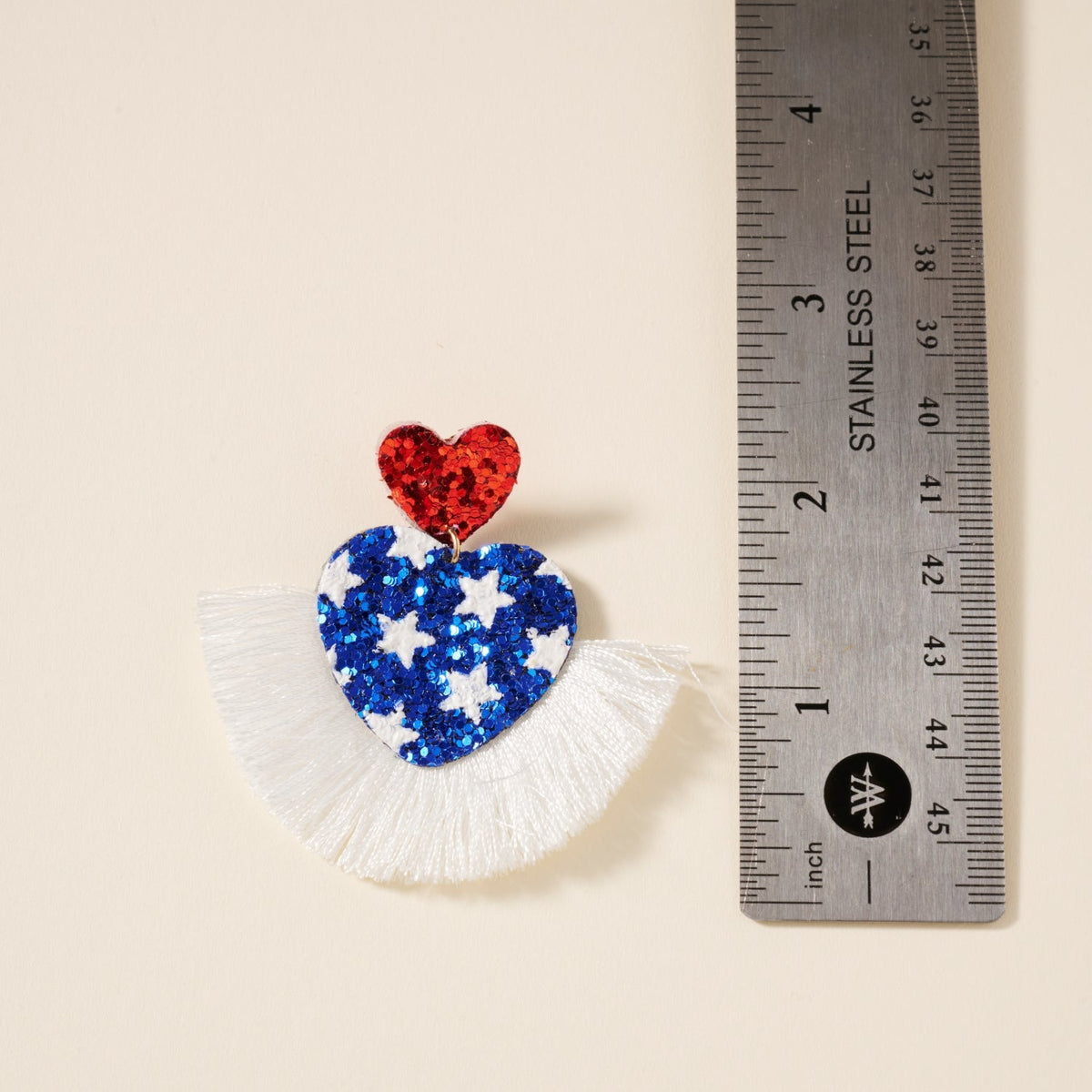 USA Heart Shape Fringed Earrings