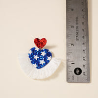 USA Heart Shape Fringed Earrings