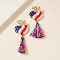 USA Heart Shape Fringed Earrings