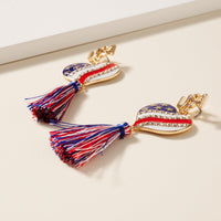 USA Heart Shape Fringed Earrings