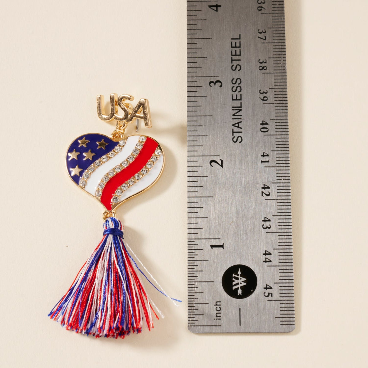 USA Heart Shape Fringed Earrings