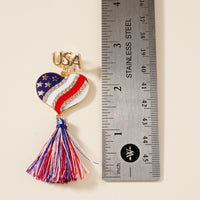USA Heart Shape Fringed Earrings