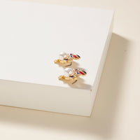 USA Flag Bow Pearl Earrings