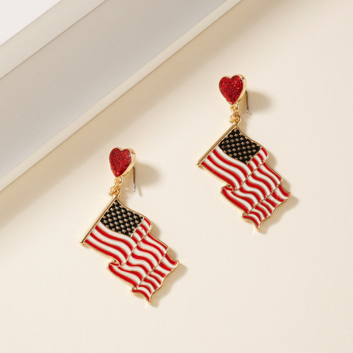 USA Flag Heart Earrings