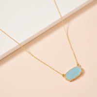 Druzy Stone Charm Short Necklace