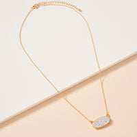 Druzy Stone Charm Short Necklace