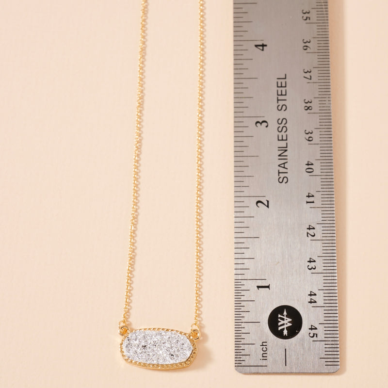 Druzy Stone Charm Short Necklace