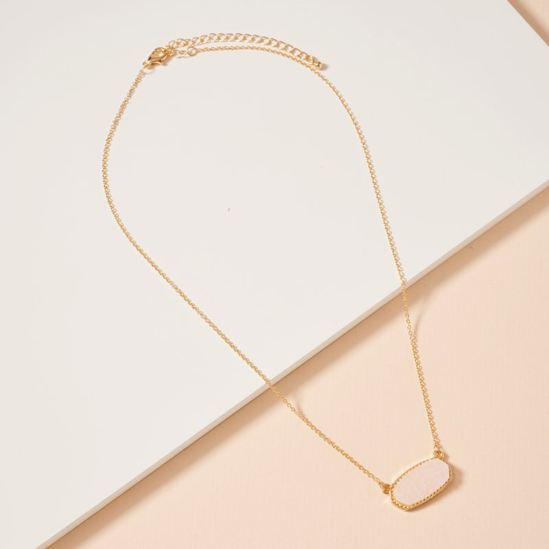 Druzy Stone Charm Short Necklace