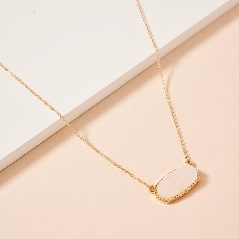 Druzy Stone Charm Short Necklace