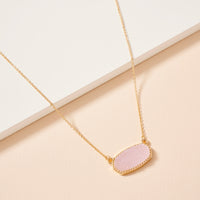 Druzy Stone Charm Short Necklace