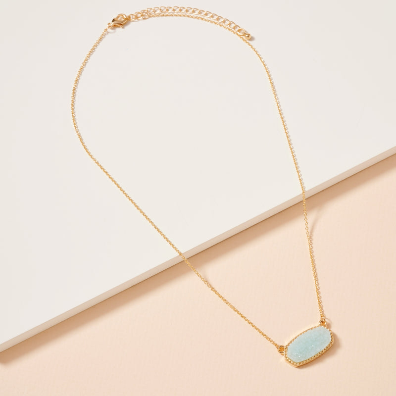 Druzy Stone Charm Short Necklace