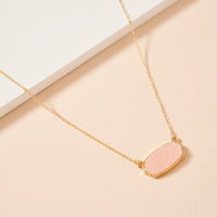 Druzy Stone Charm Short Necklace