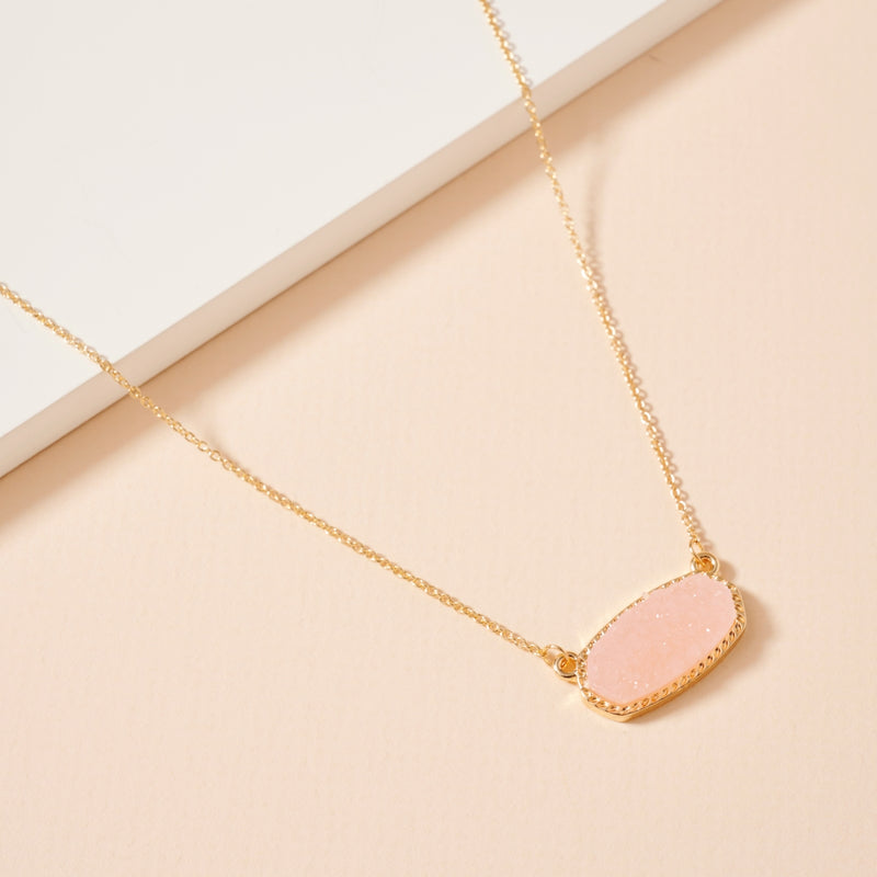 Druzy Stone Charm Short Necklace