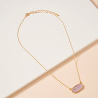 Druzy Stone Charm Short Necklace