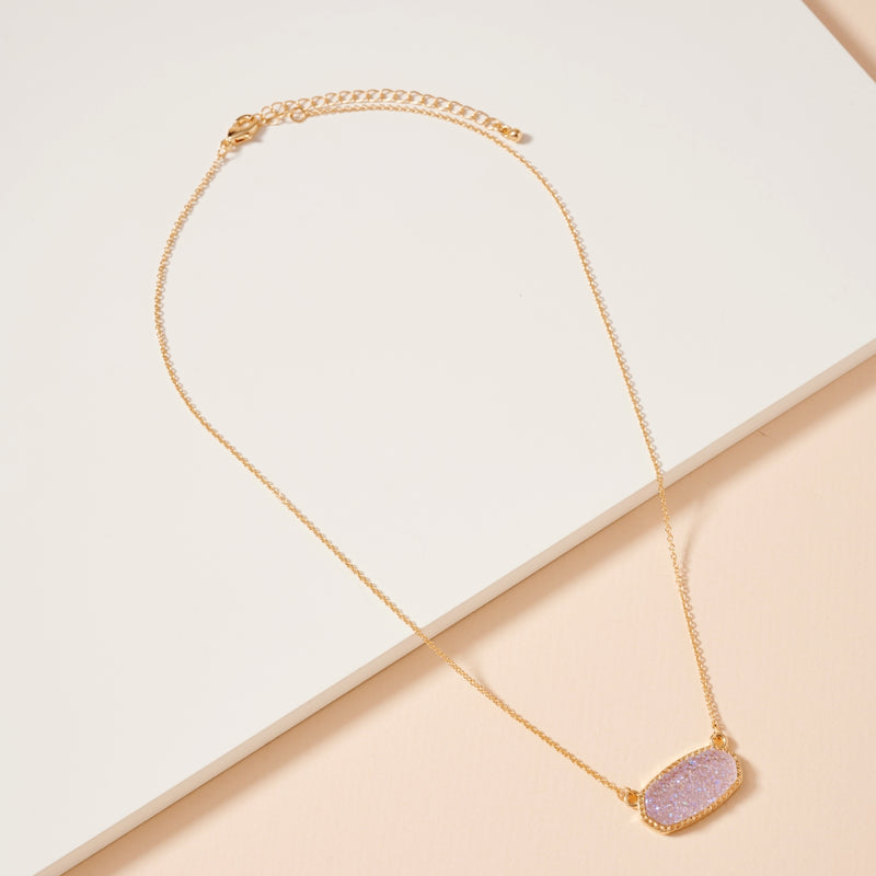 Druzy Stone Charm Short Necklace