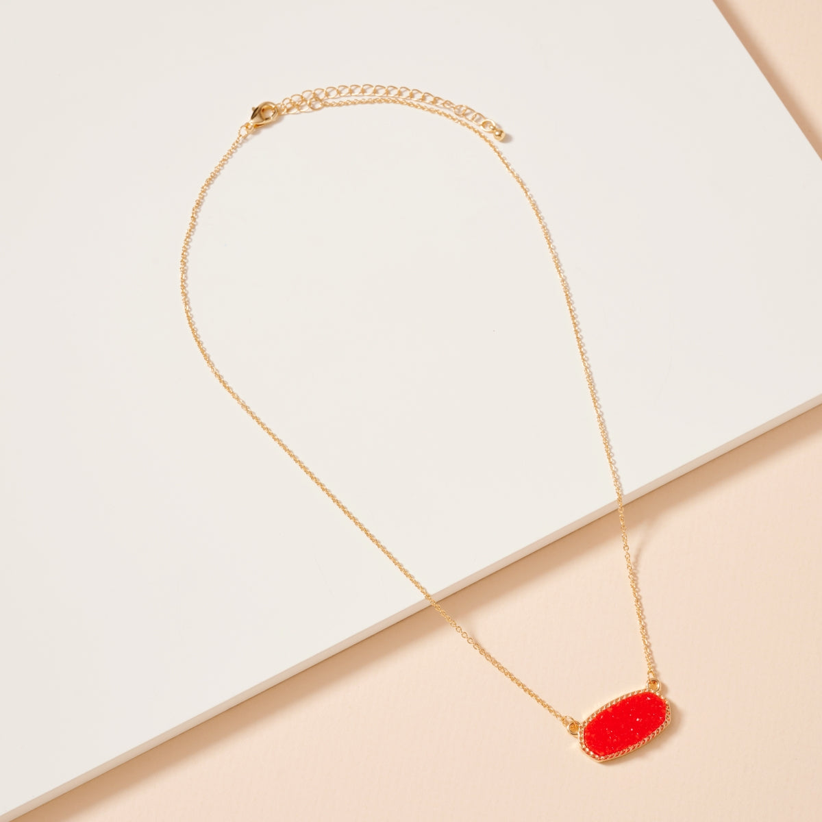 Druzy Stone Charm Short Necklace