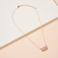 Druzy Stone Charm Short Necklace