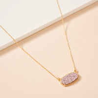 Druzy Stone Charm Short Necklace