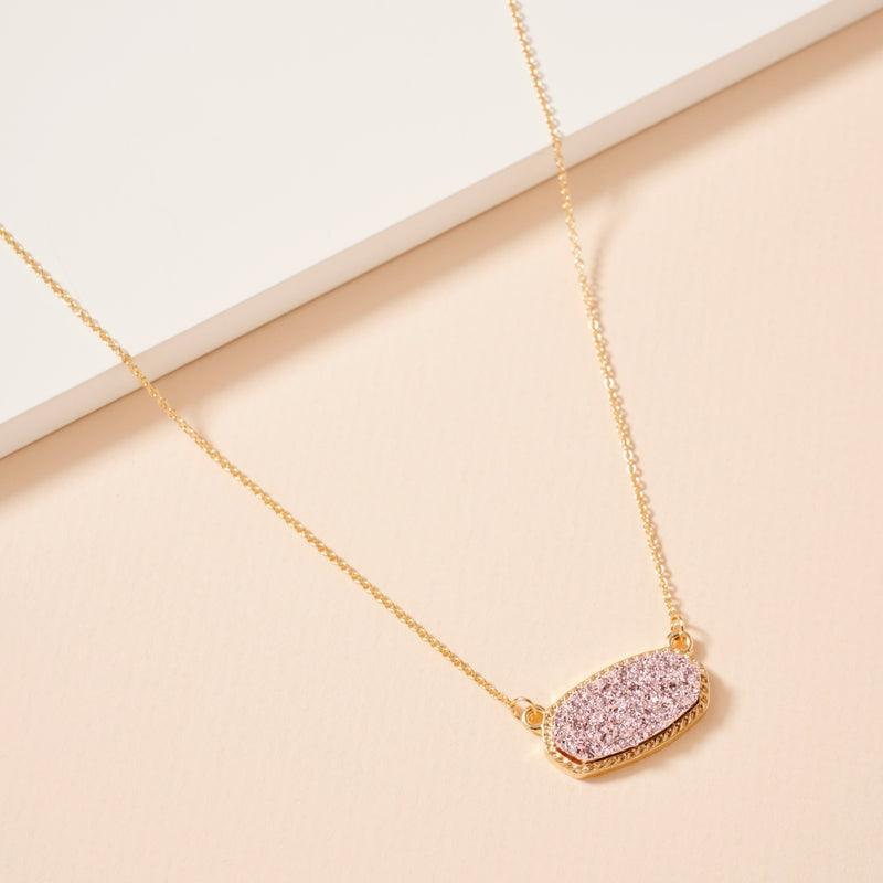 Druzy Stone Charm Short Necklace